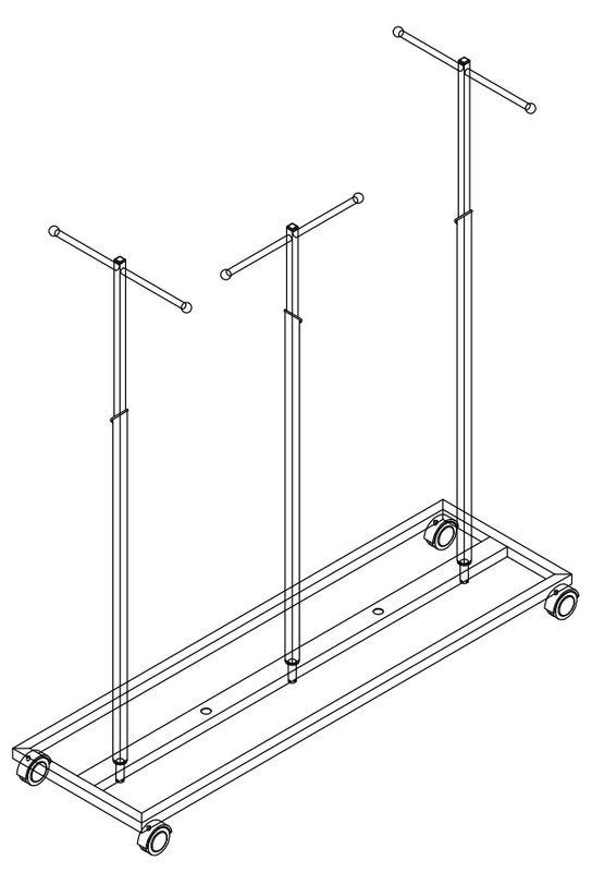 garment rack with wheels metal
