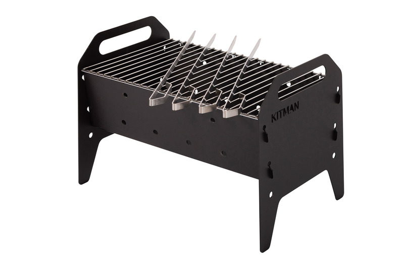 Mini folding grill with grate and skewers 
