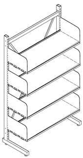 Bibliotēkas grāmatu plaukti 