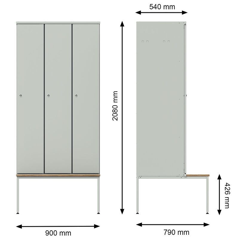 VRKP wardrobe locker with bench model 3/300 