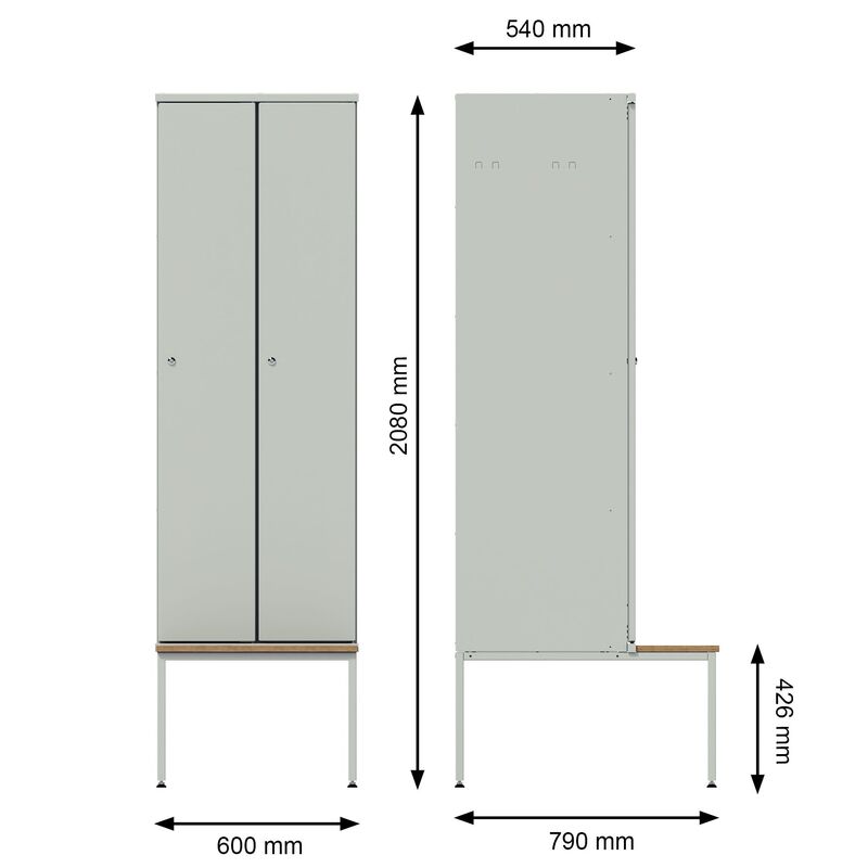 wardrobe lockers with bench manufacturing detail 