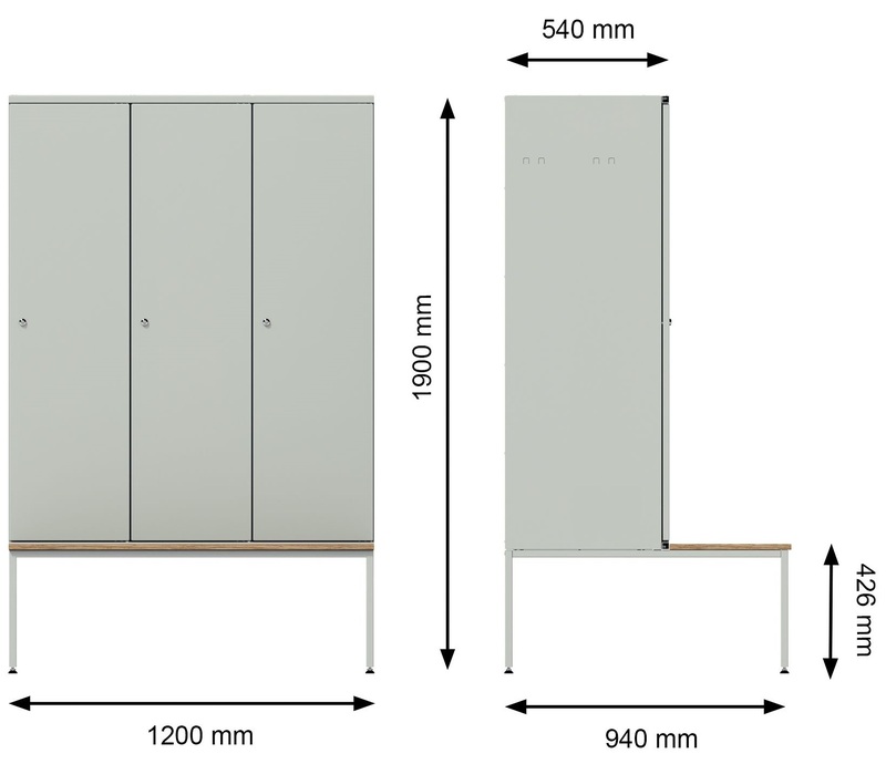 Heavy Duty Wardrobe Lockers with Bench KITman 