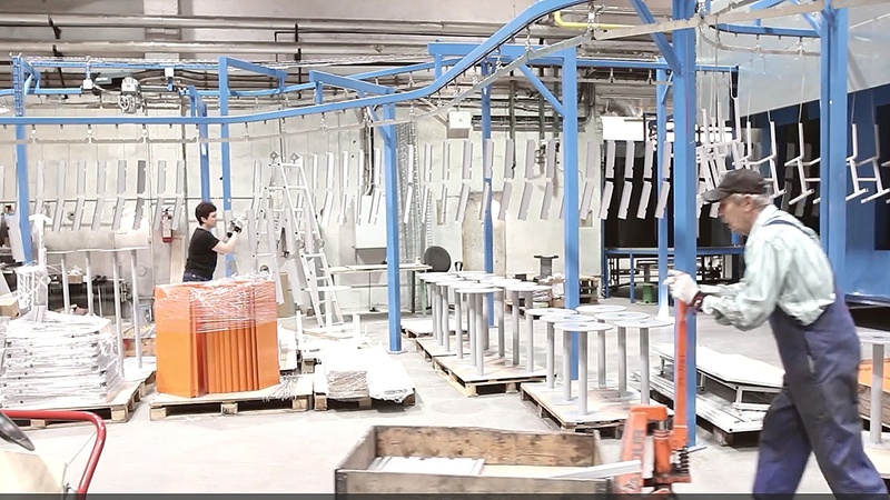 Assembly and packaging of metal products in industrial manufacturing facility