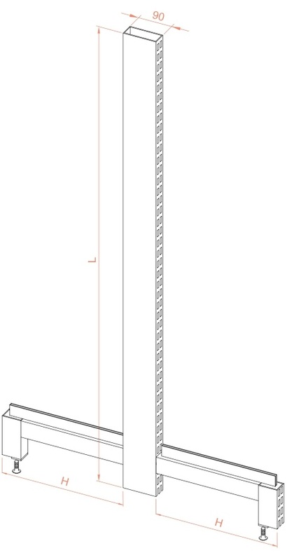 divpusējais plaukta statnis 90x30